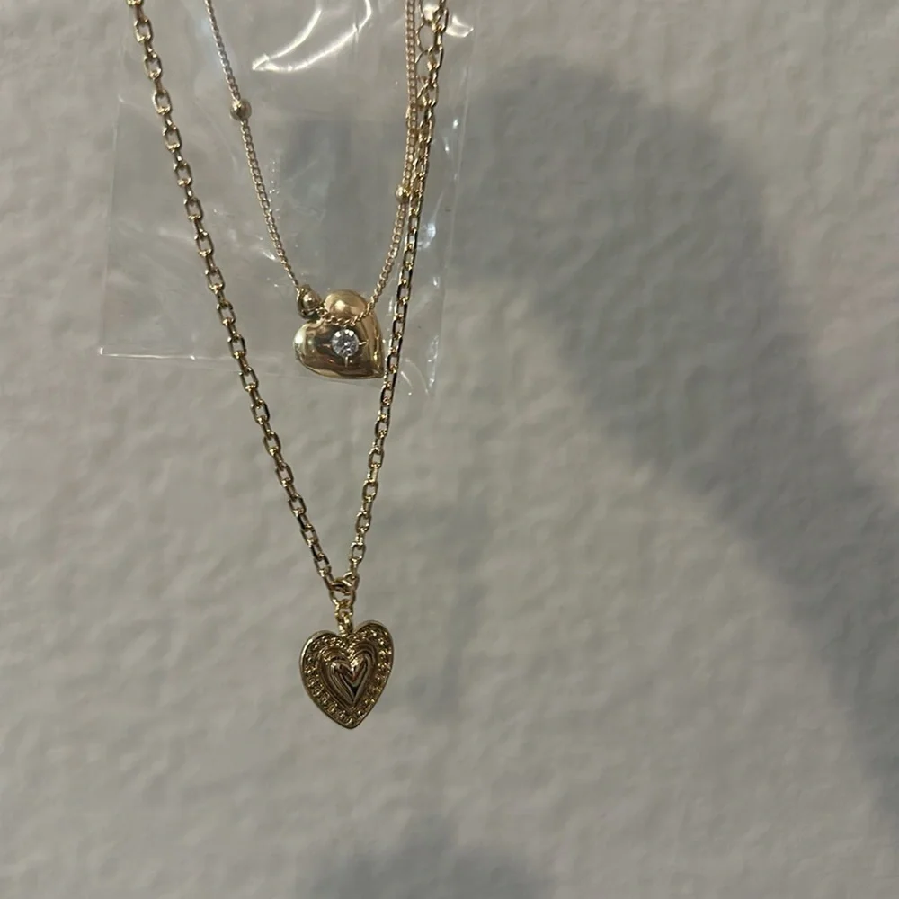 Ettika double heart charm necklace NWT